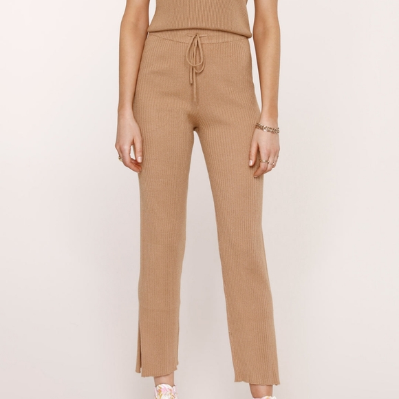 Nwt heartloom | verna ribbed pants with Split hem in tan - Picture 5 of 8